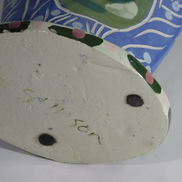 Studio Pottery VASE - Colorful Arts and Crafts Vase signed \